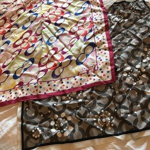 Two coach bag scarves